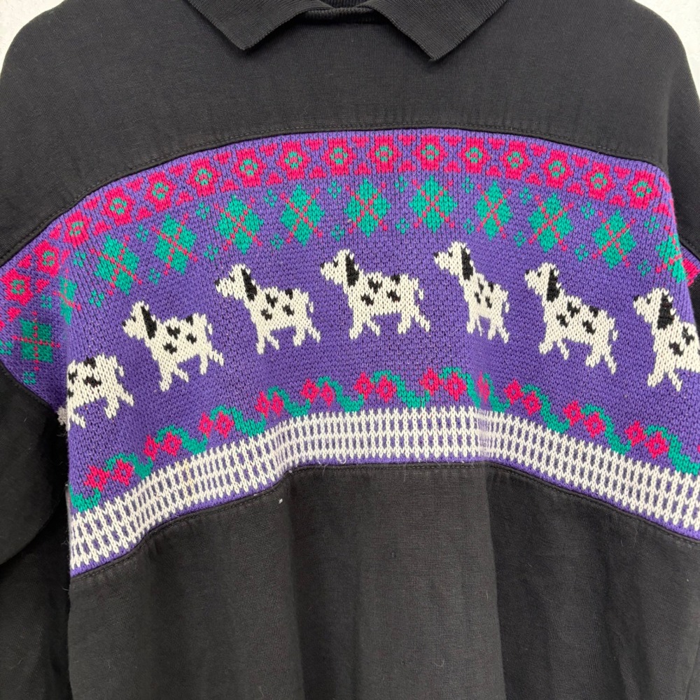 Vintage Lauren Brooke Vintage 90s Dalmatian Print Novelty Sweater Quirky Core - Picture 2 of 6